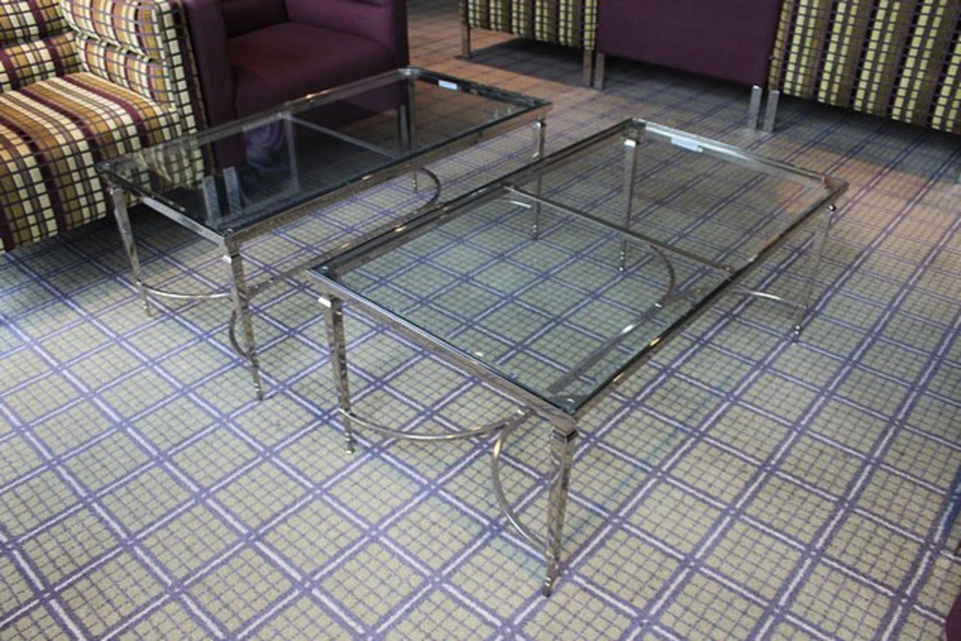 Chelsom Furniture Rectangular Tempered Glass Coffee Table Polished Steel Base FSW/F10133 1020 X