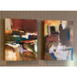 2 X Canvas Abstract Artwork 600 X 450mm