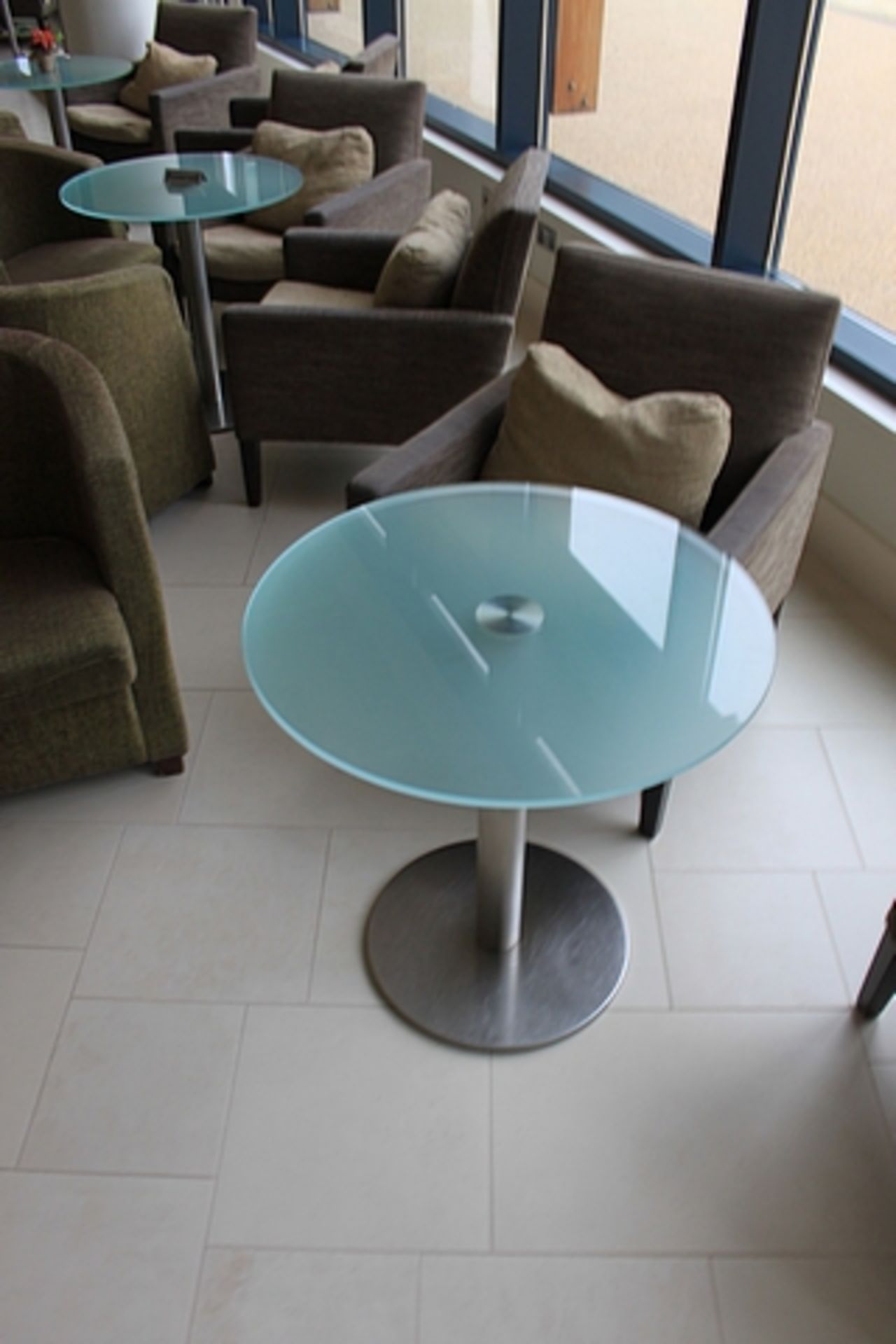 Kesterport Inox Round Circular Table Glass Top Brushed Stainless-Steel Pedestal & Base With 10mm - Image 2 of 3