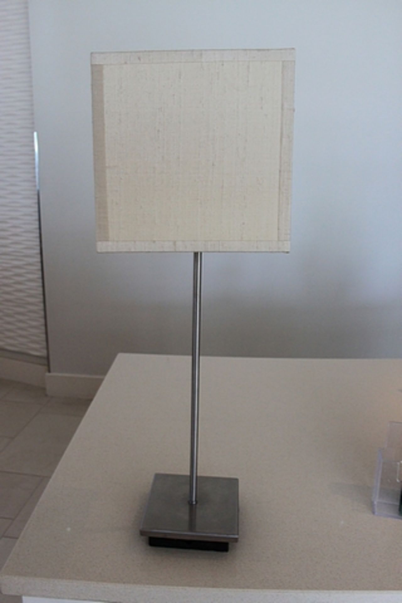 A pair of Norhern Lights PA5 Table Lamp With Linen Shade Polished Metal Base 620mm - Bild 2 aus 3