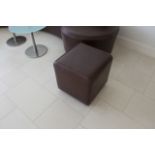 2 x Cube Brown Leather Stool 450 X 450 X 480mm