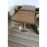Kesterport Square Dining Table Walnut Laminate Top With 50mm Deep Edge Pedestal & Base In Brushed