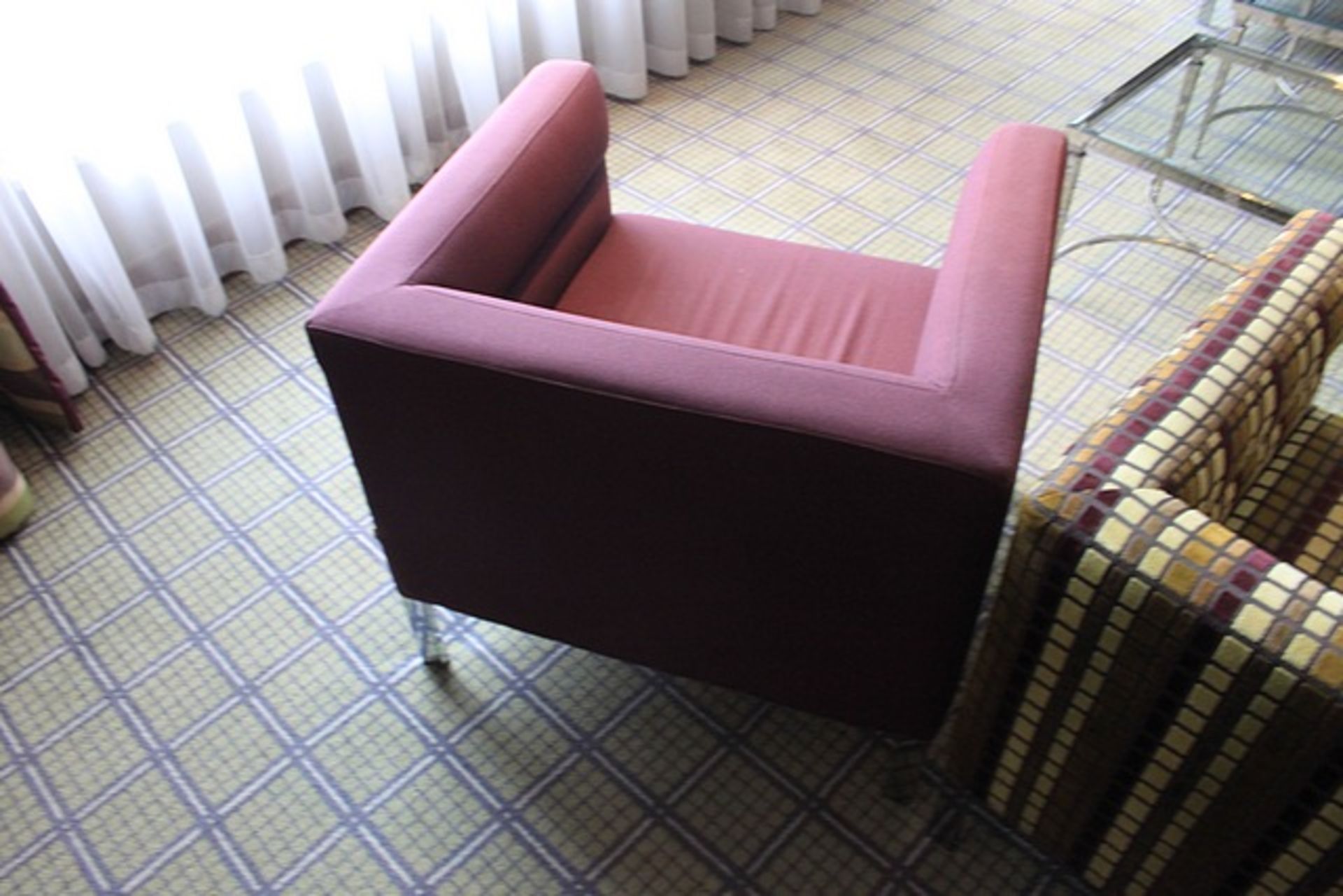 Morgan Furniture Model 361CH Ribb Armchair Chrome Legs Upholstered In Claret 810 X 700 X 700mm - Image 5 of 6