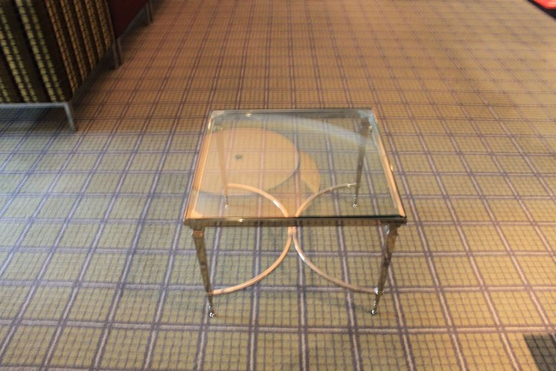 Chelsom Furniture Square Tempered Glass Table Polished Steel Base FSW/F10135 560 X 560 X 430mm - Image 2 of 4