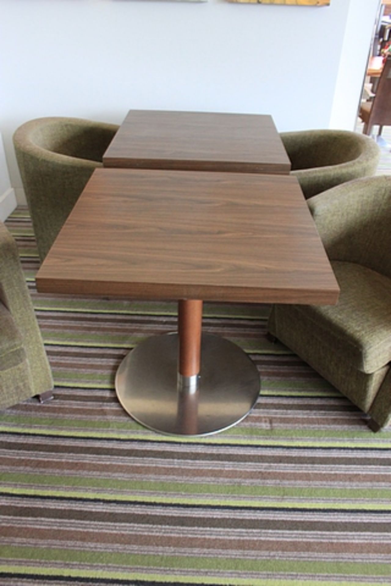 Kesterport Square Dining Table Walnut Laminate Top With 50mm Deep Edge Pedestal & Base In Brushed - Bild 2 aus 2