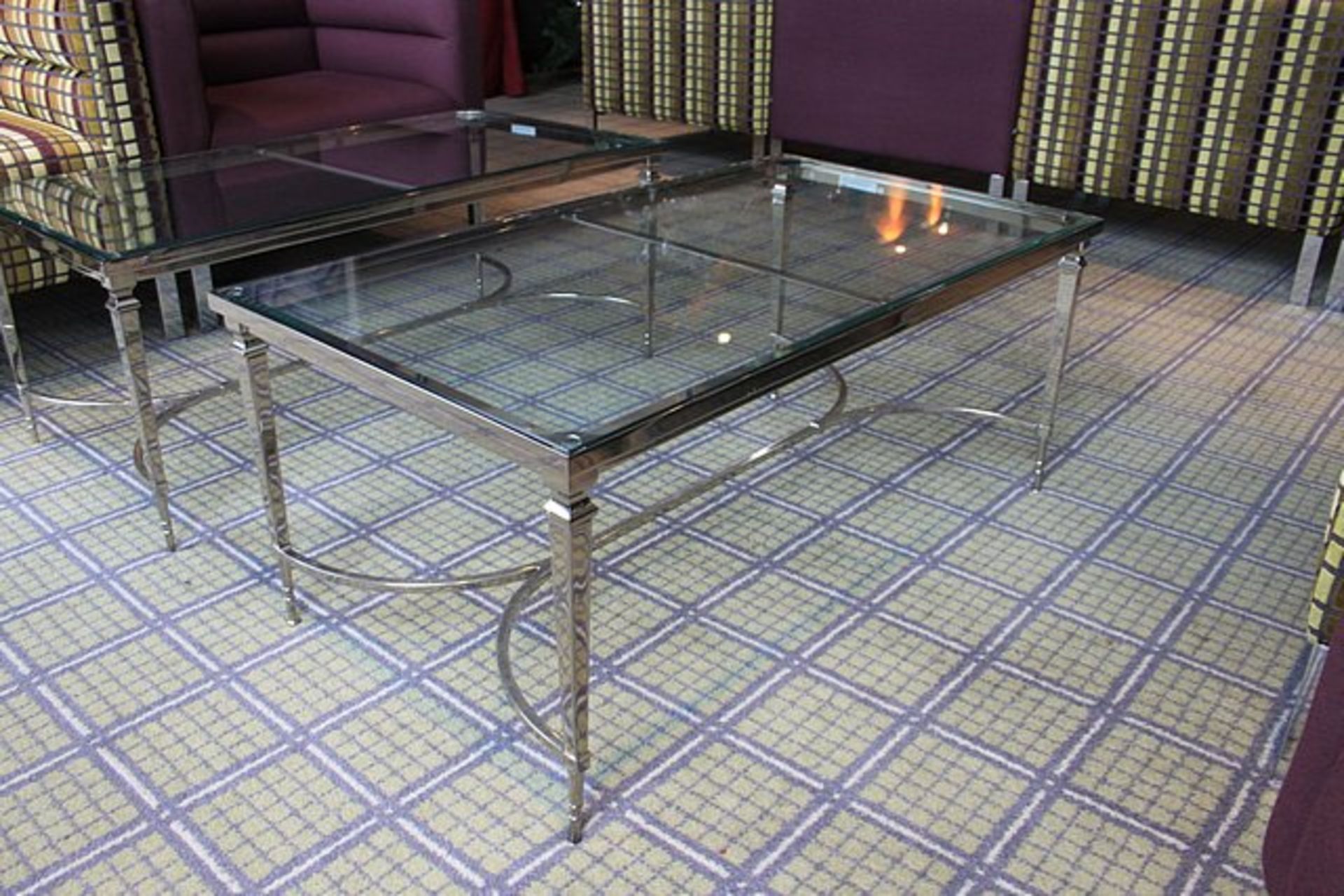 Chelsom Furniture Rectangular Tempered Glass Coffee Table Polished Steel Base FSW/F10133 1020 X - Image 4 of 4