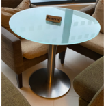 Kesterport Inox Round Circular Table Glass Top Brushed Stainless-Steel Pedestal & Base With 10mm