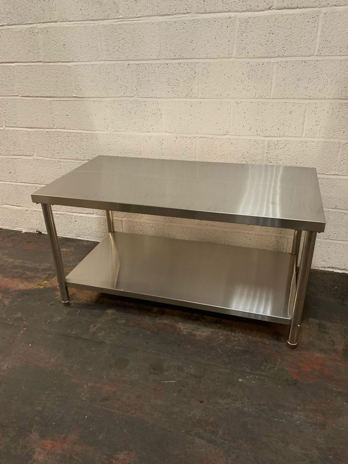 Brand New stainless steel heavy duty preparation table 112 x 62 x 79cm 50mm thick top grade 304