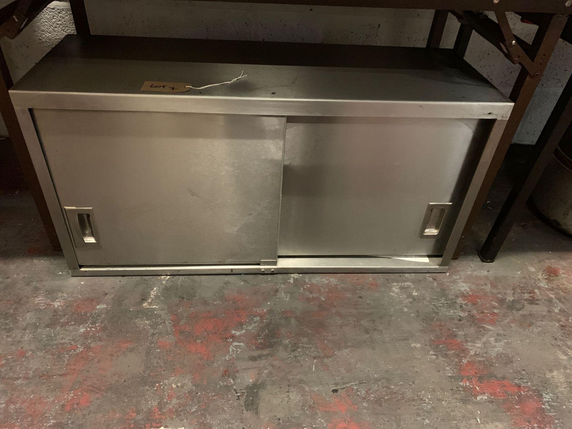 Stainless Steel Commercial Kitchen Wall Cupboard. 2x Sliding Doors 100 X 36 X 50cm