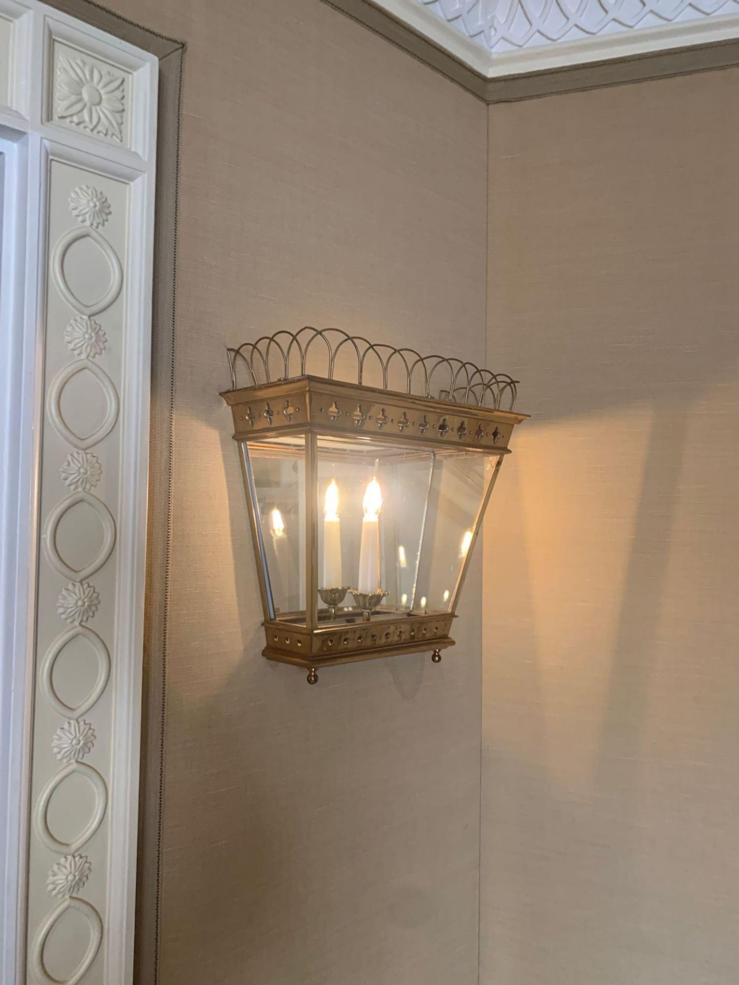 Half Hexagonal Wall Lantern A Single Half Hexagonal Highly Polished Brass Wall Lantern Clear Glazing