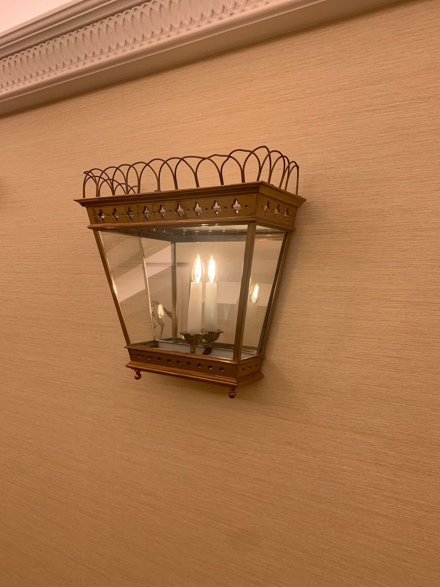 Half Hexagonal Wall Lantern A Single Half Hexagonal Highly Polished Brass Wall Lantern Clear Glazing