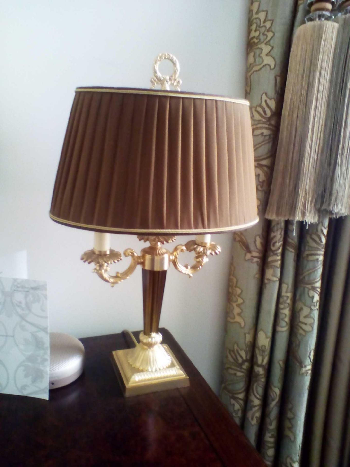 Laudarte Aretusa Twin Arm Table Lamp Bronze Lost-Wax Casting Antique Gilt Bronze Base And Column And - Image 2 of 2