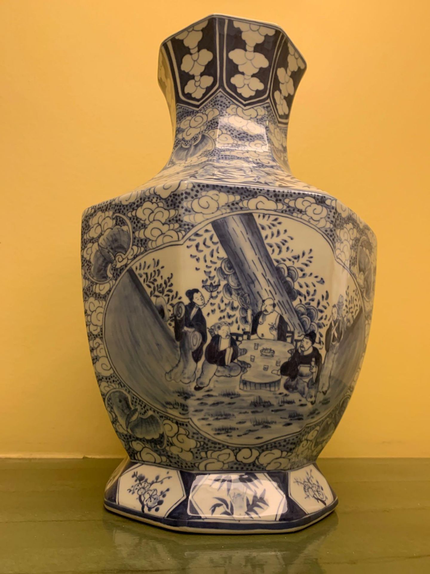 Tall Chinoiserie Porcelain Blue And White Baluster-Shaped Vase Commissioned By Maitland Smith 44 - Image 2 of 3