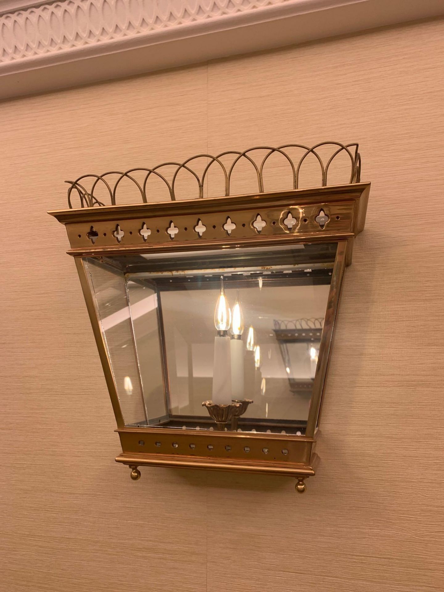 Half Hexagonal Wall Lantern A Single Half Hexagonal Highly Polished Brass Wall Lantern Clear Glazing