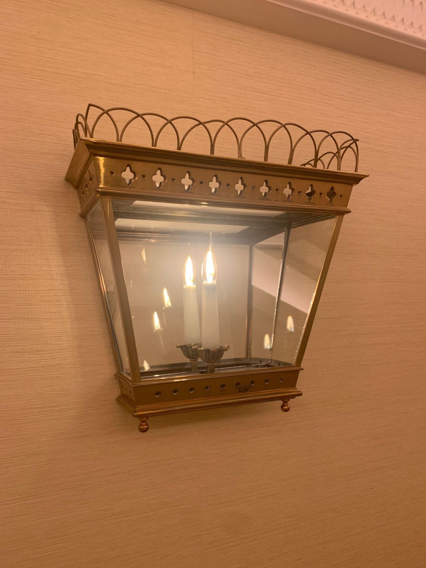 Half Hexagonal Wall Lantern A Single Half Hexagonal Highly Polished Brass Wall Lantern Clear Glazing