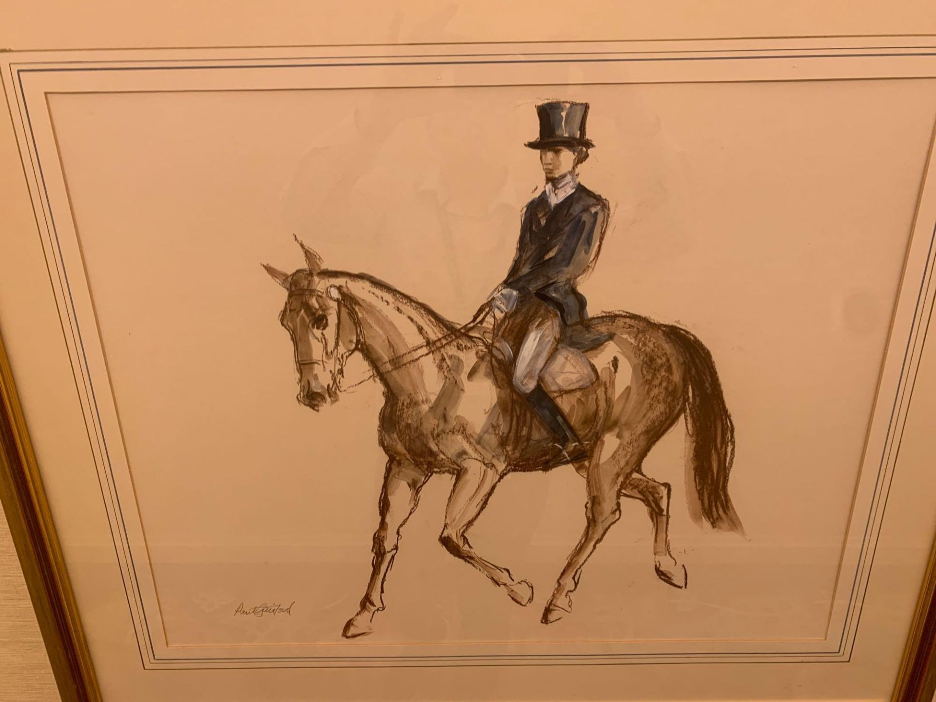 Paul Gainsford (British, B.1931) Equine Painting Of A Horseback Rider Wearing A Top Hat And Tails - Image 2 of 3