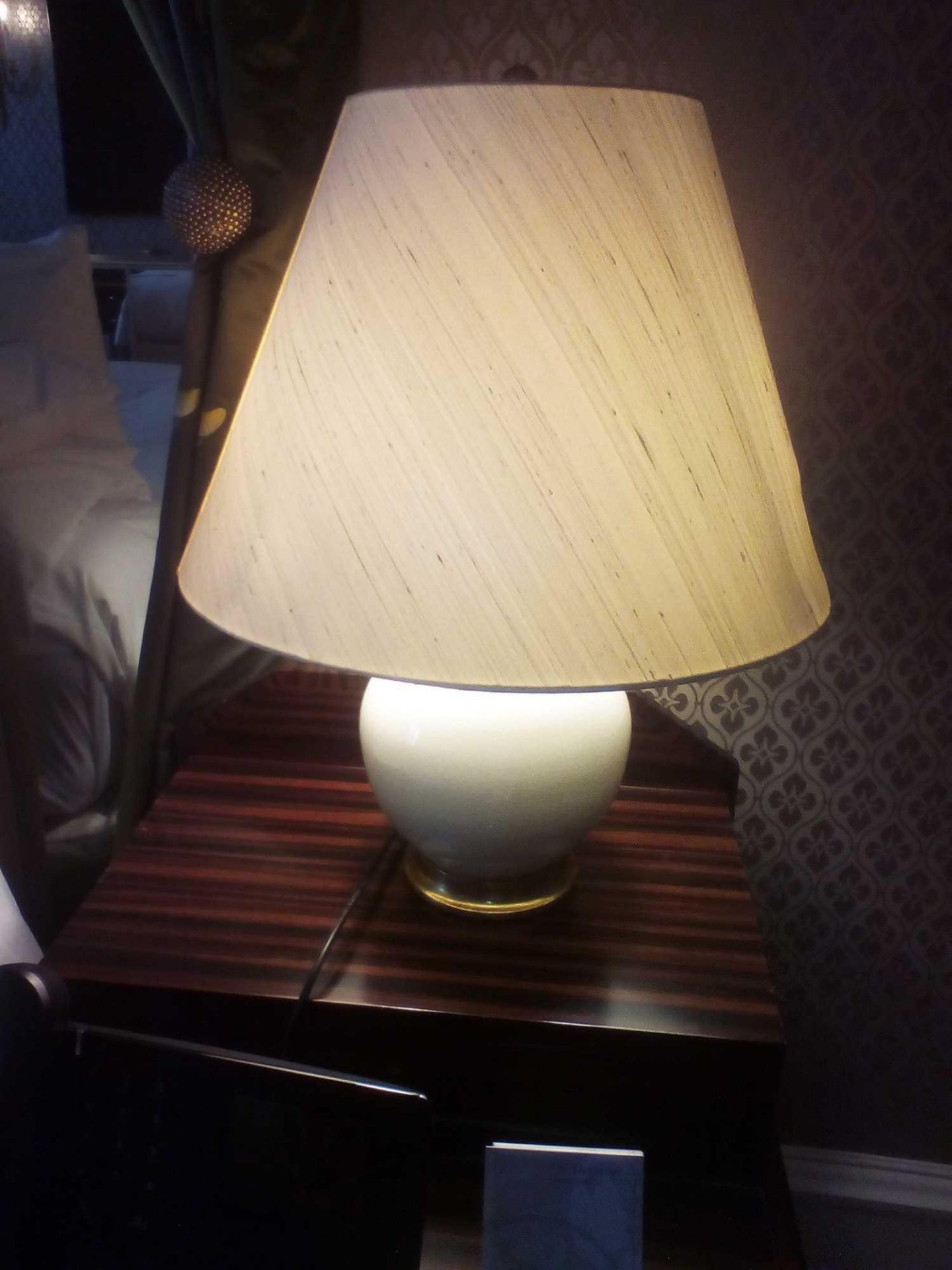 A Pair Of Heathfield And Co Gourd Textured Ceramic Table Lamp With Shade 70cm (Room 114)