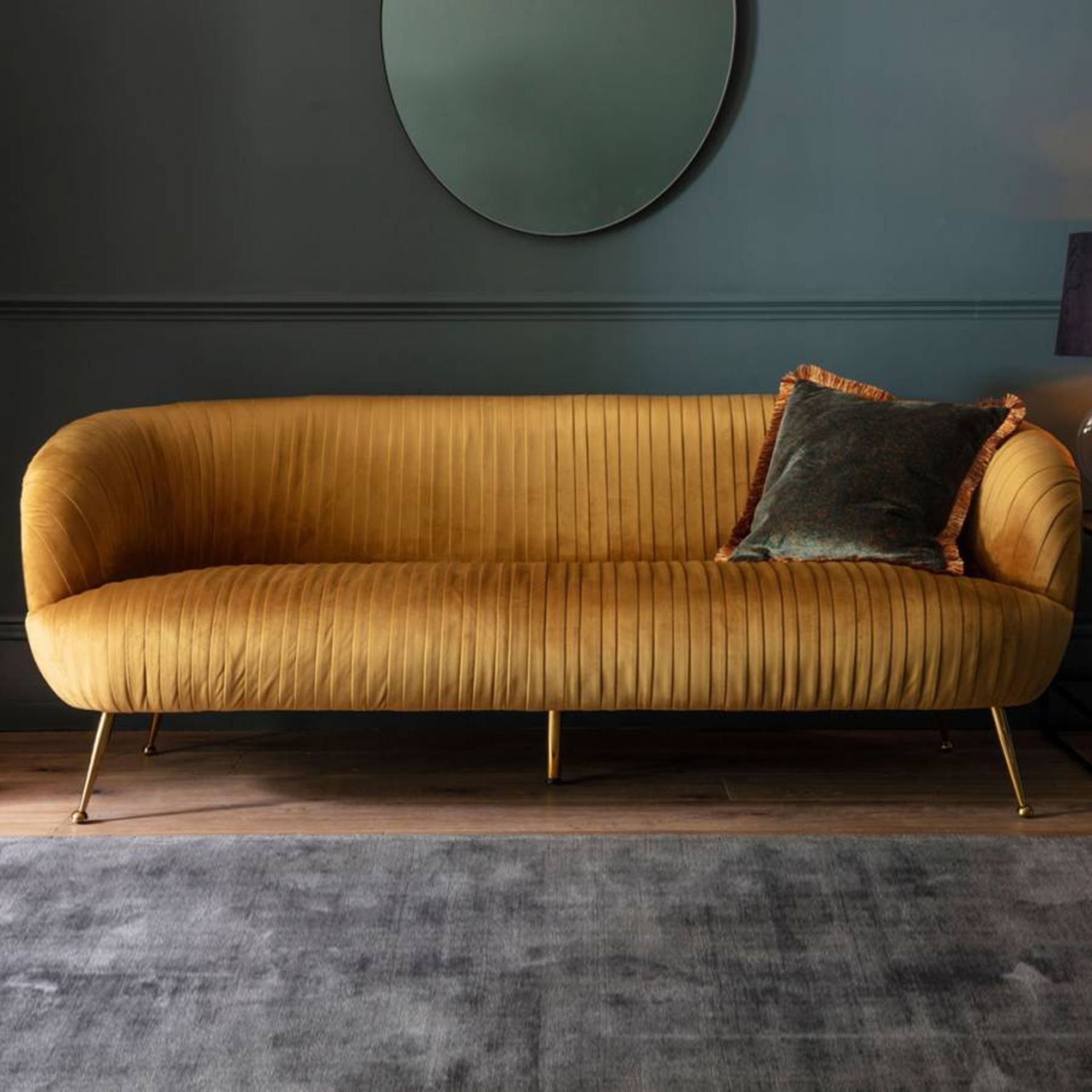 Valenza Gold Sofa Sit in style and make this Valenza Gold Velvet Sofa a focal piece of your living