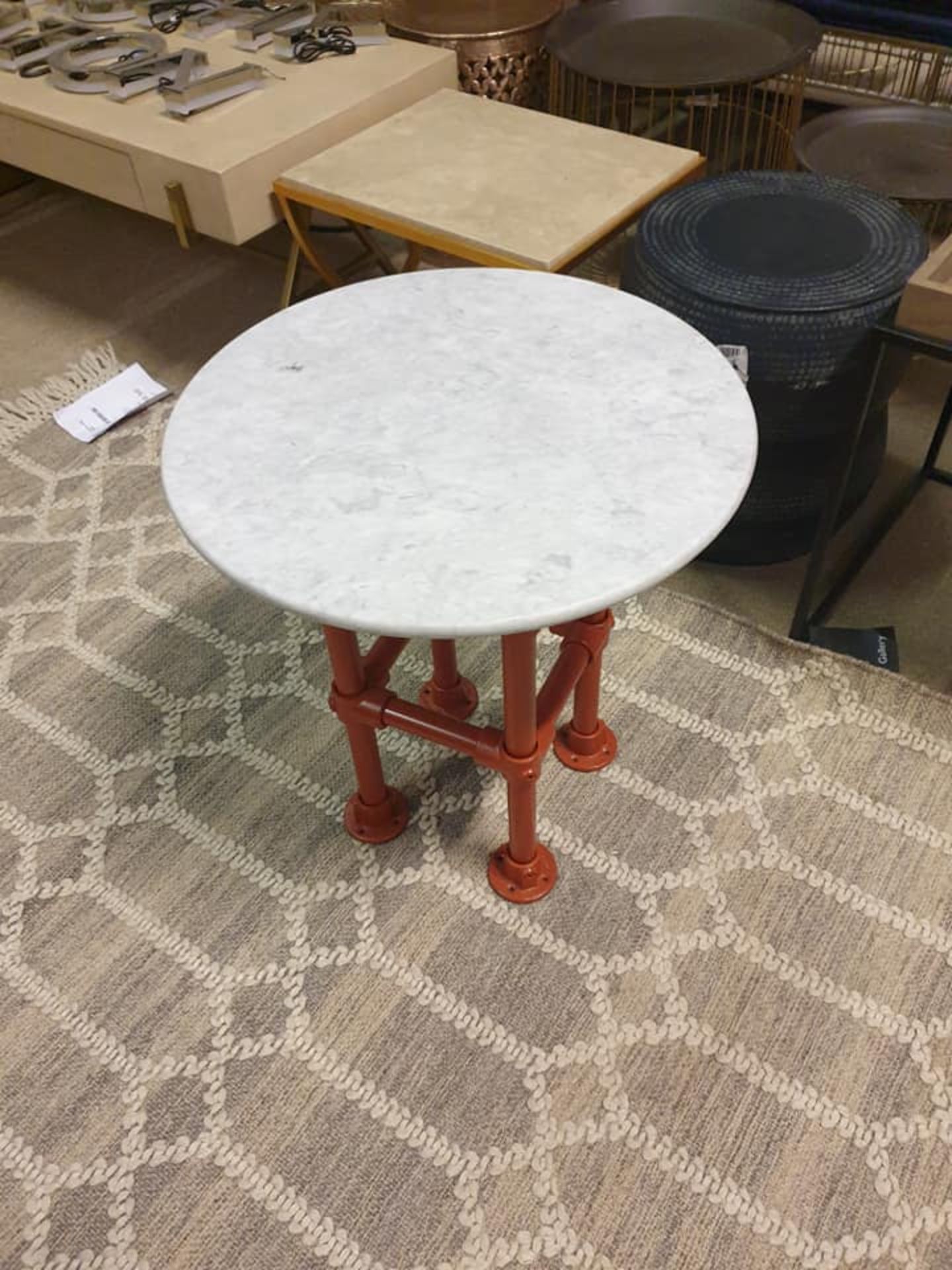 Essen Side Table Marble And Cast Iron Base Red The Essen Is A Vintage Industrial Inspired Scaffold