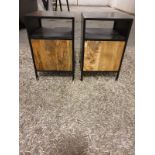 A pair of nightstand cabinets rustic wood and metal Turn up the style in your bedroom with these