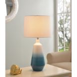 A pair of Blue and Grey Ombre Ceramic Table Lamp base Beautiful soft ombre ceramic lamp fades from