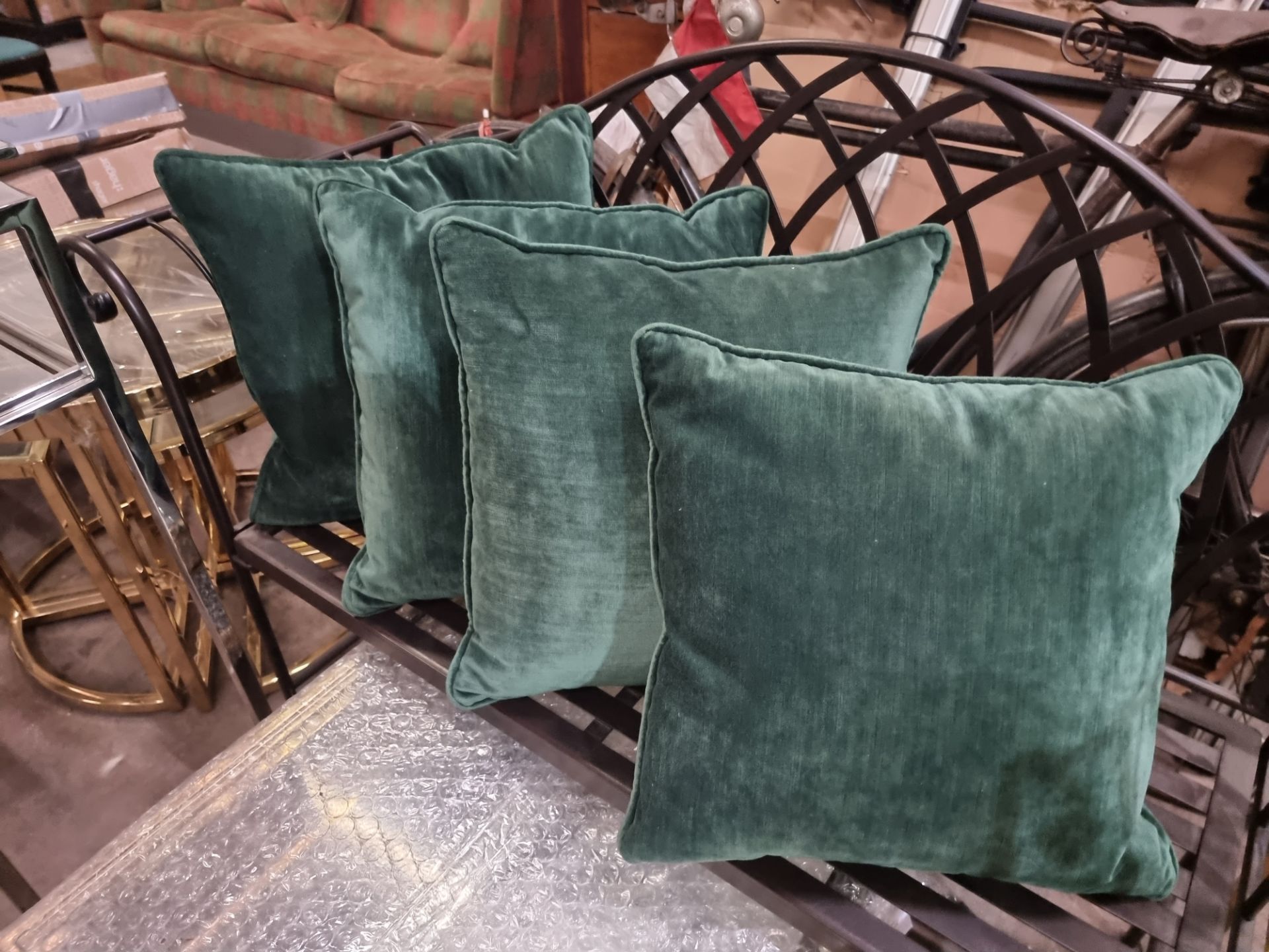 4 x green velvet cushions 45cm