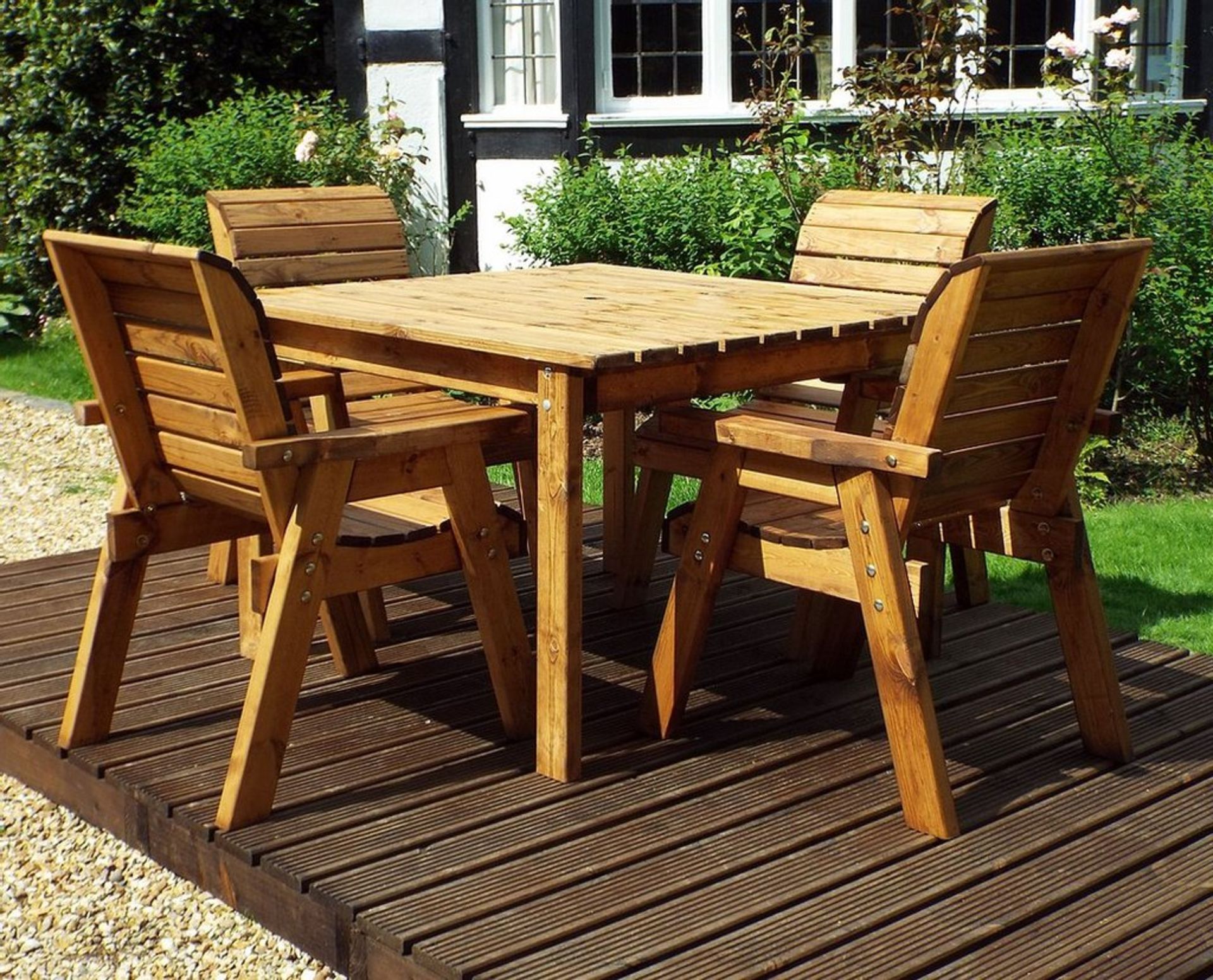 Square garden table and 4 chair set This superb outdoor garden furniture set provides 4 x - Bild 4 aus 4