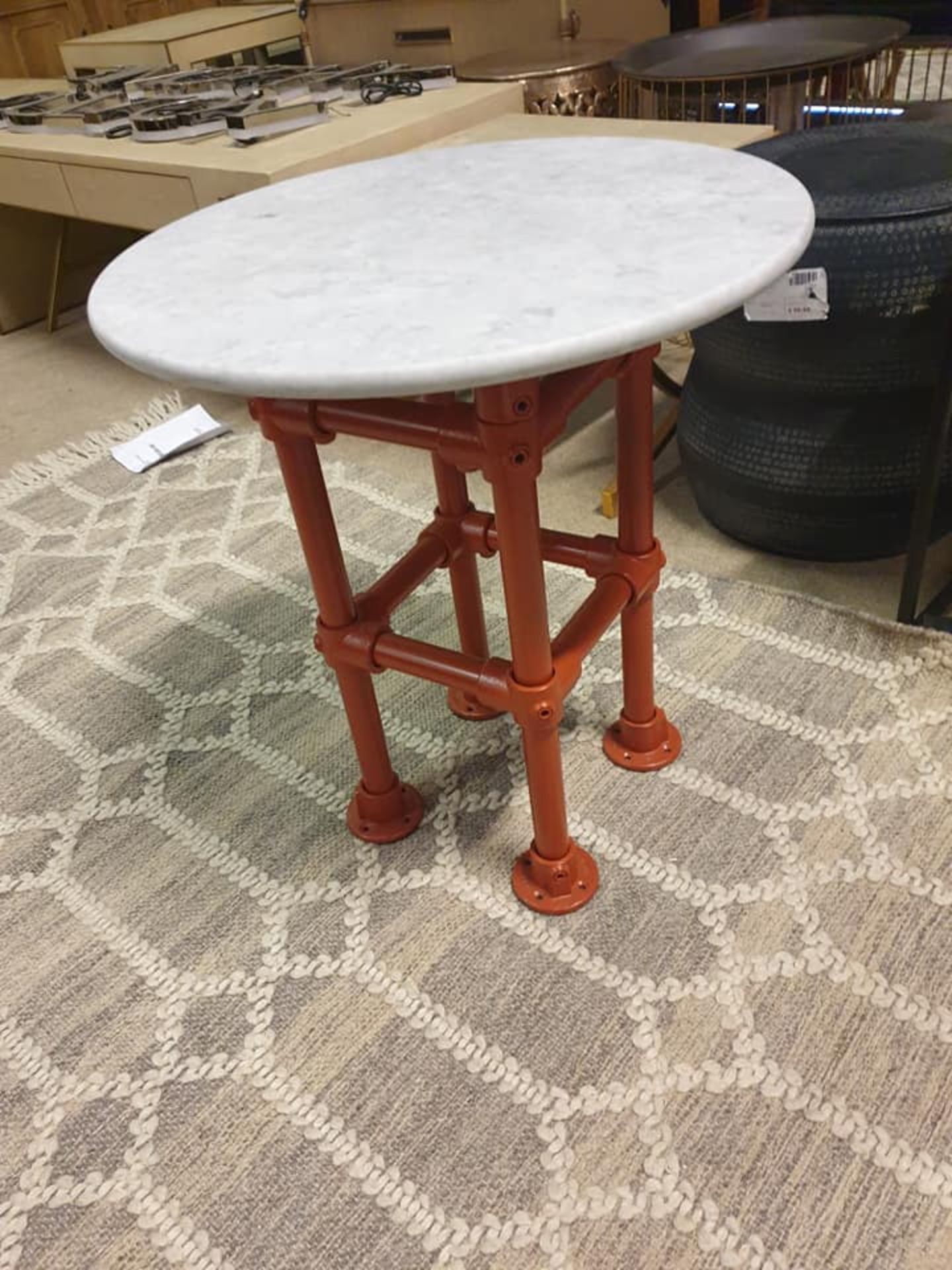Essen Side Table Marble And Cast Iron Base Red The Essen Is A Vintage Industrial Inspired Scaffold - Image 2 of 3