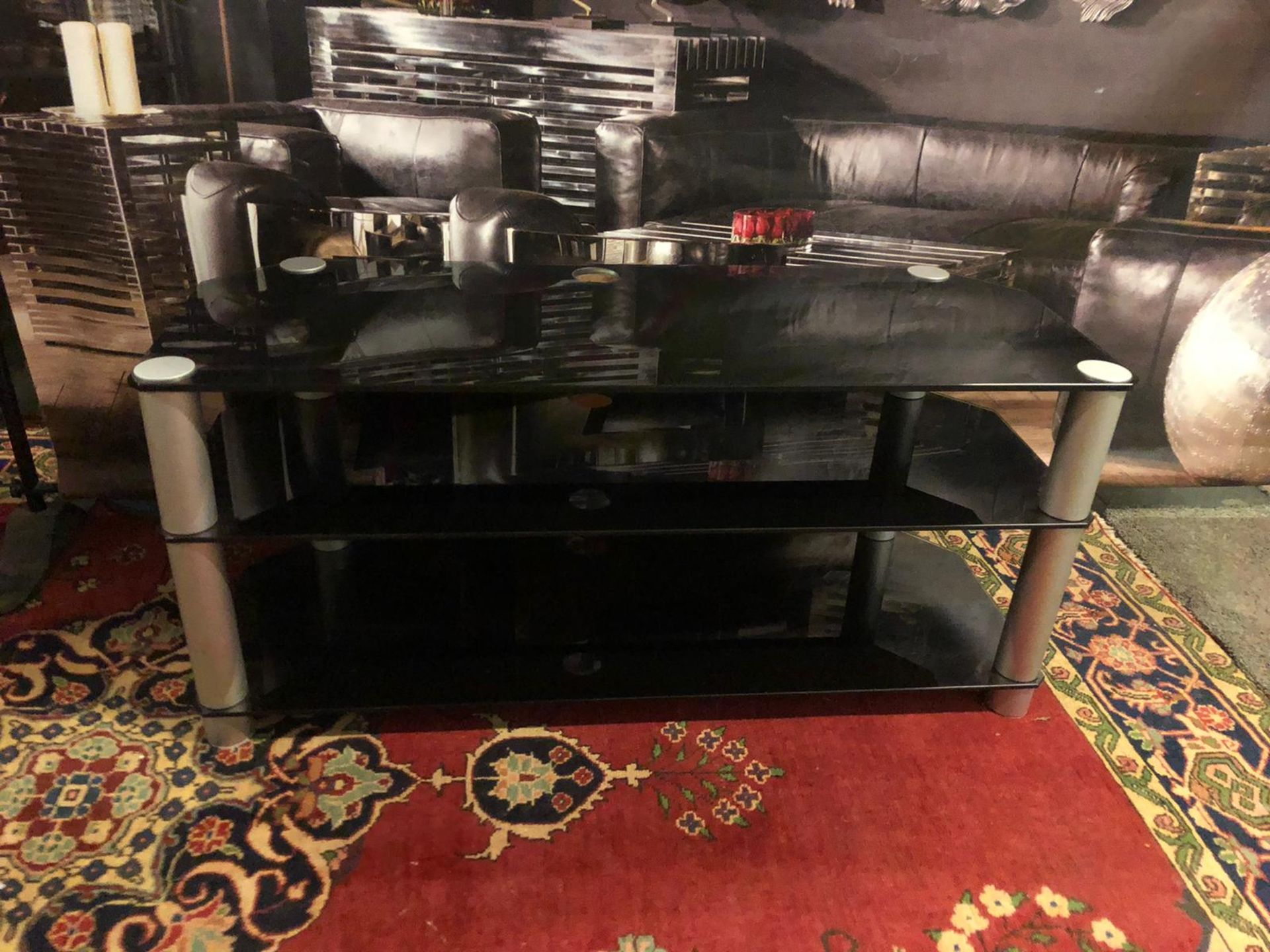 3-Tier TV Media Stand Component Console Multipurpose Shelf Display-Black 120 x 45 x 54cm - Bild 2 aus 3