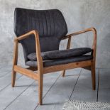 Whitworth Chair Charcoal Leather The beautiful curves and vintage-inspired design of the stunning