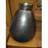 Angelina Vase Gunmetal Grey 390x340mm Crafted In Cast Aluminium With A Textured Exterior And Painted