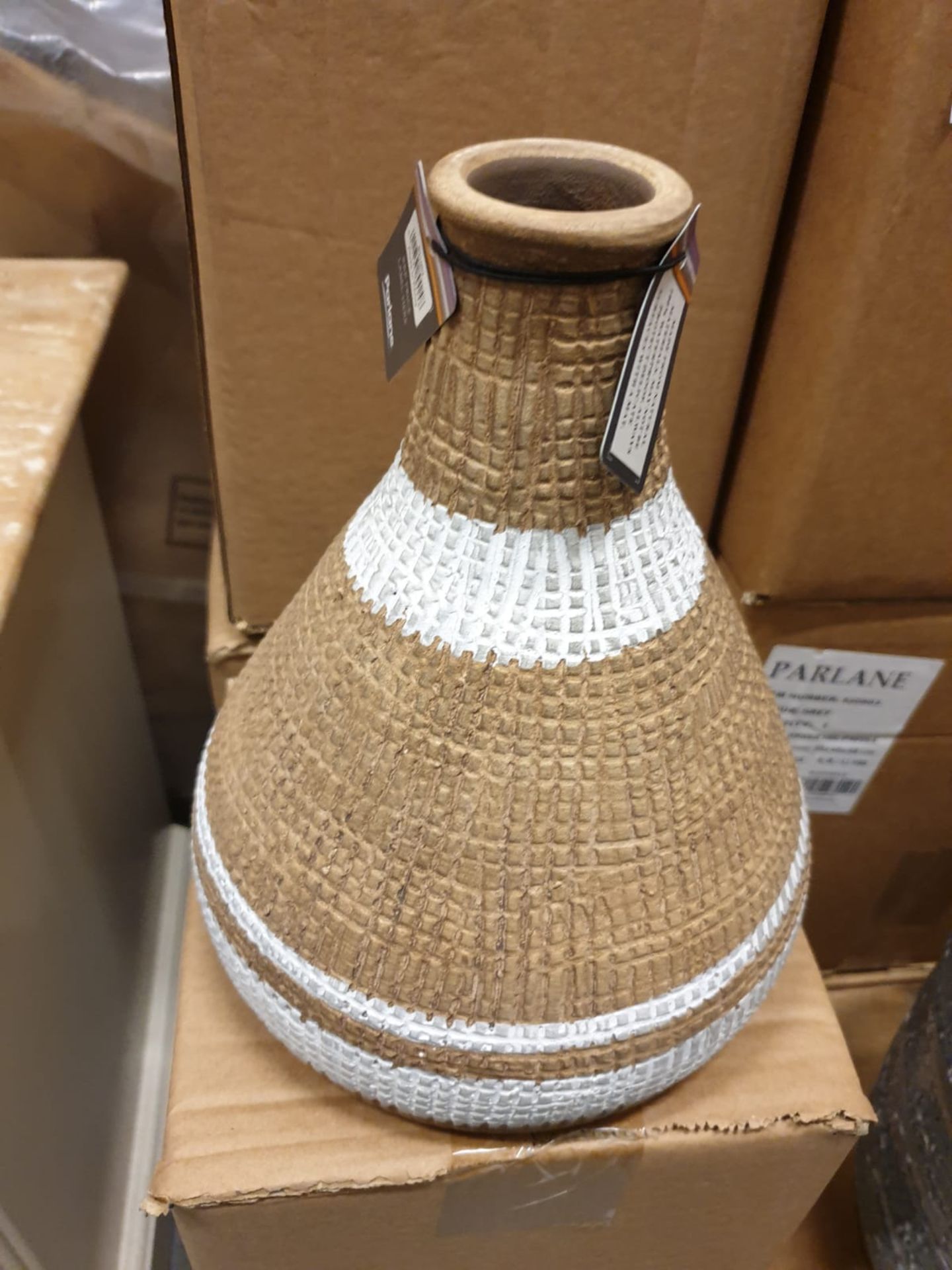 Contemporary Vase White And Natural (5011745894248)