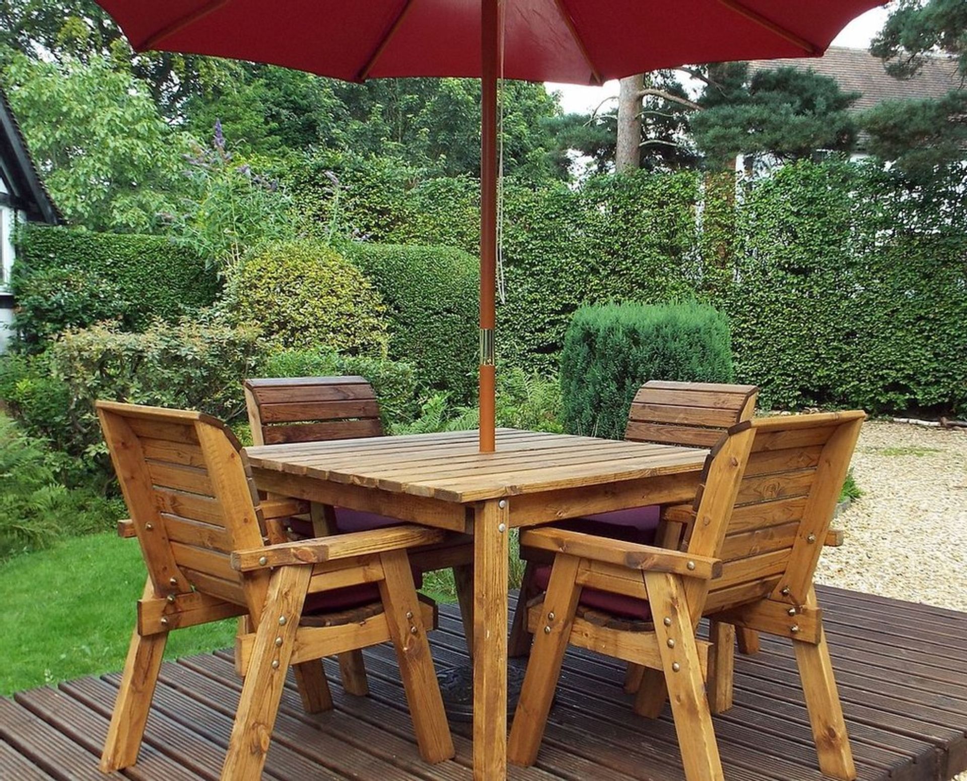 Square garden table and 4 chair set This superb outdoor garden furniture set provides 4 x - Bild 2 aus 4