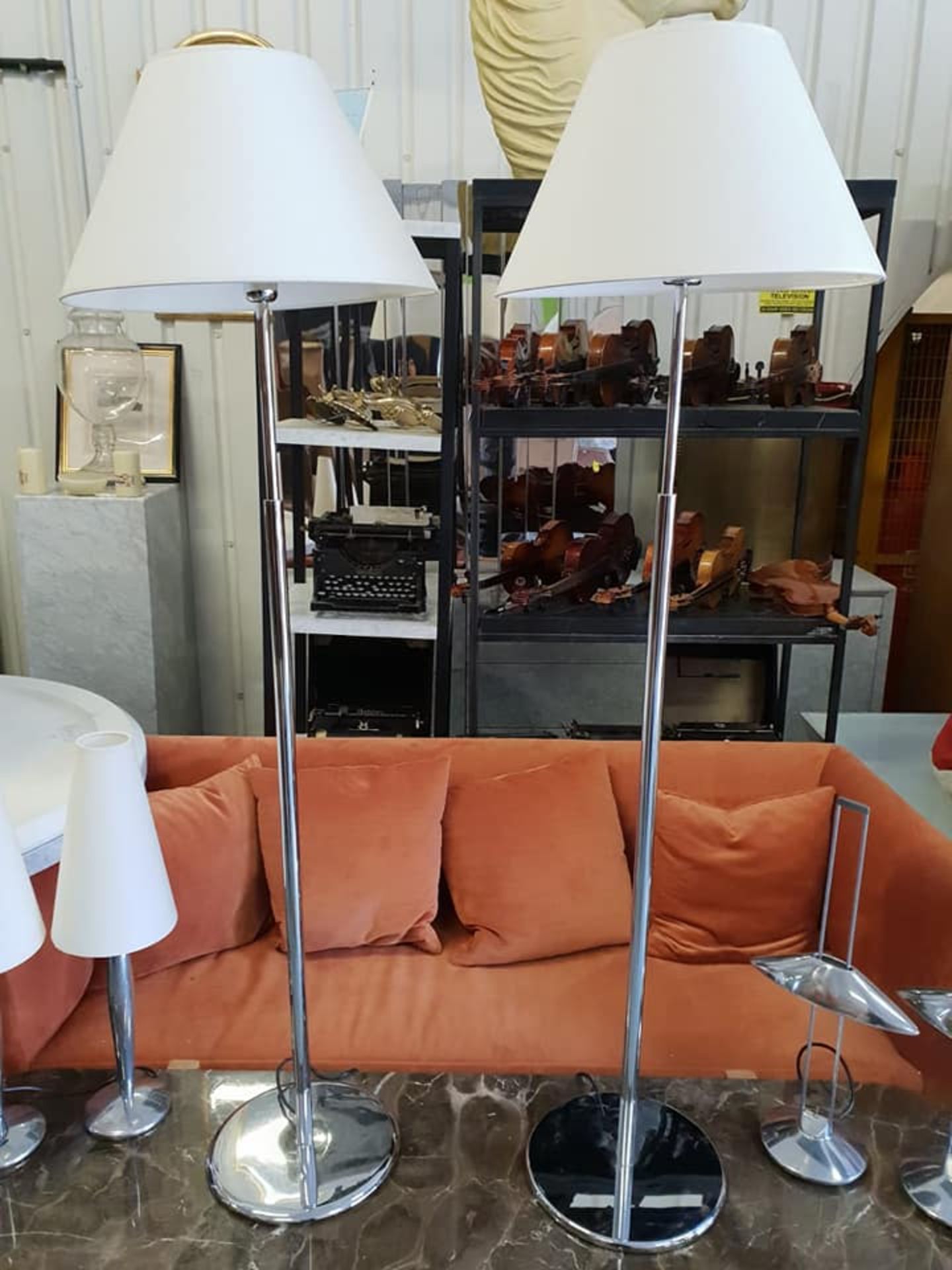 **Clearance** 2 X Floor Standard Lamp Polished Steel Chrome Complete Modern Classic Look With This