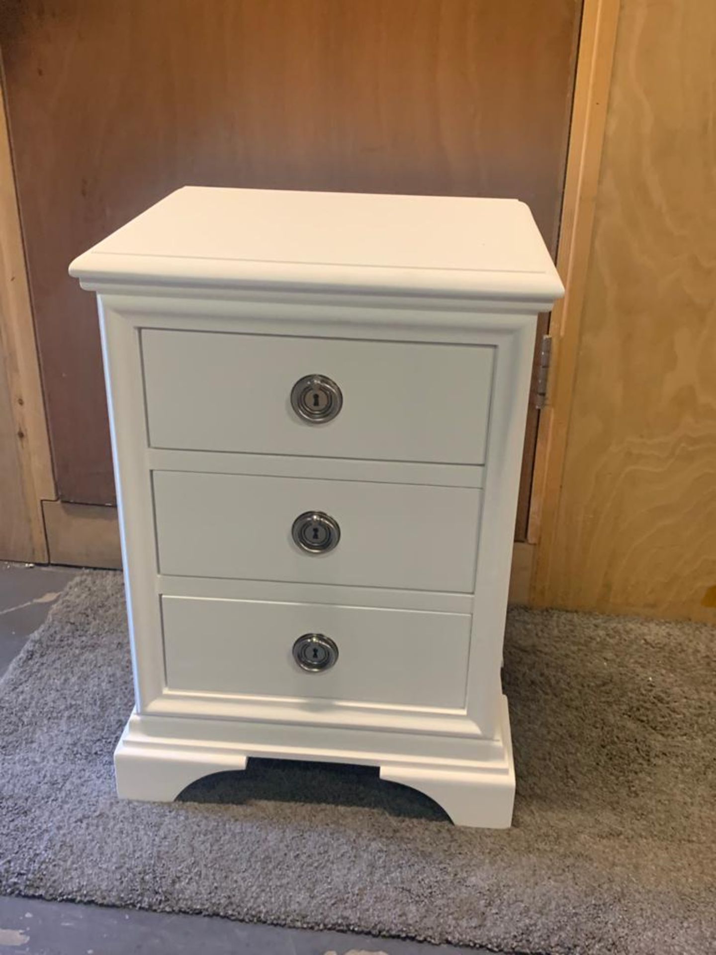 Laura Ashley Cotton White 3 Drawer Bedside Table Our Timeless Bedside Cabinets Are A Classic Shape - Image 4 of 4