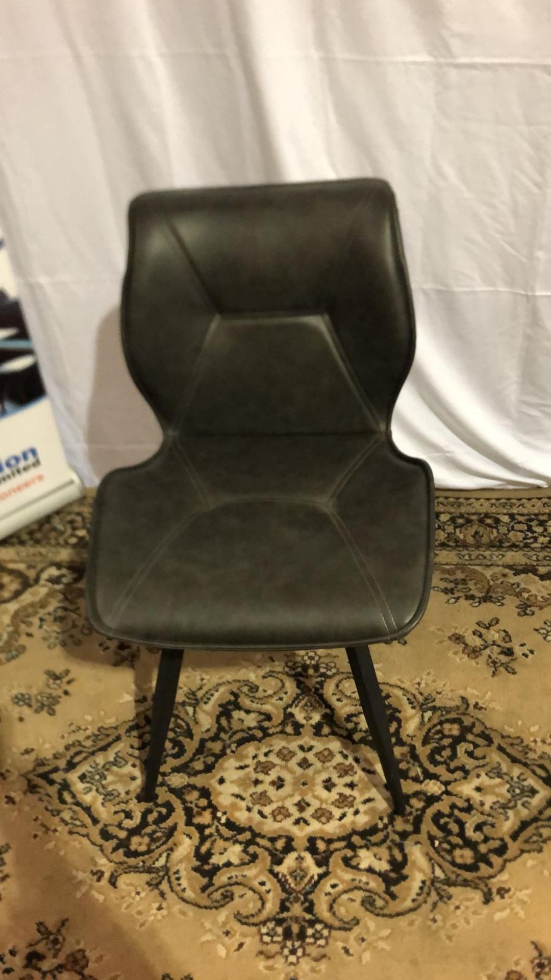 "Starl Dining Chair Charcoal Grey Vegan Leather  Diamond Quilted Upholstery Gives A Luxury Finish To