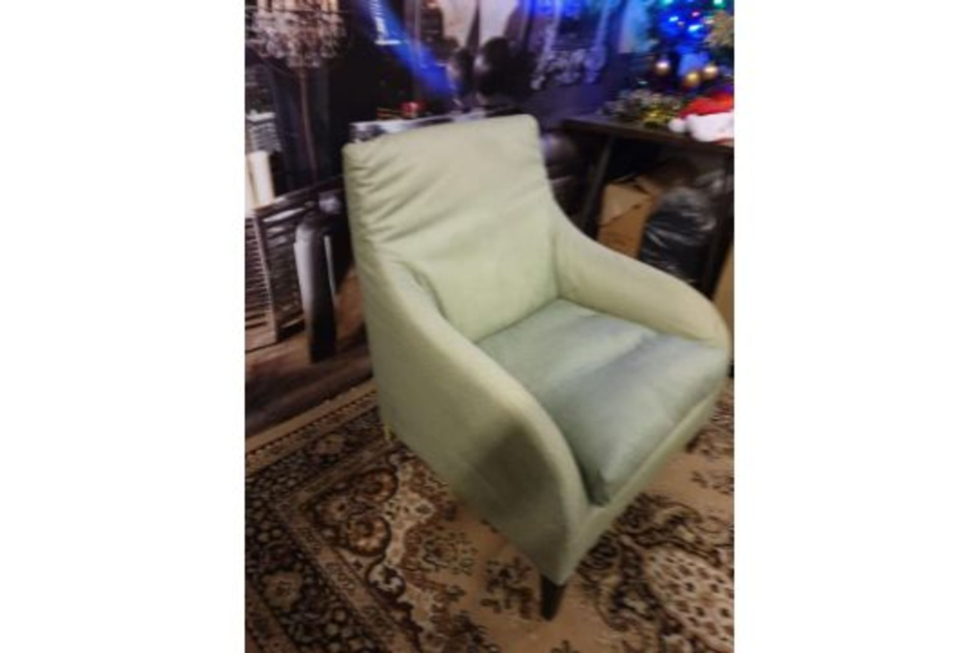 **Clearance** A Pair of Green upholstered designer inspired armchair a super comfortable modern - Image 2 of 2