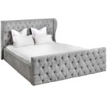 Chester Silver Button Pressed King Size Bed Frame The Silver Button Pressed King Size Bed Is The