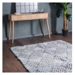 Lopez Rug Contemporary Handwoven Textured Rug In A Stylish Two Tone Geometric Pattern, With Co-