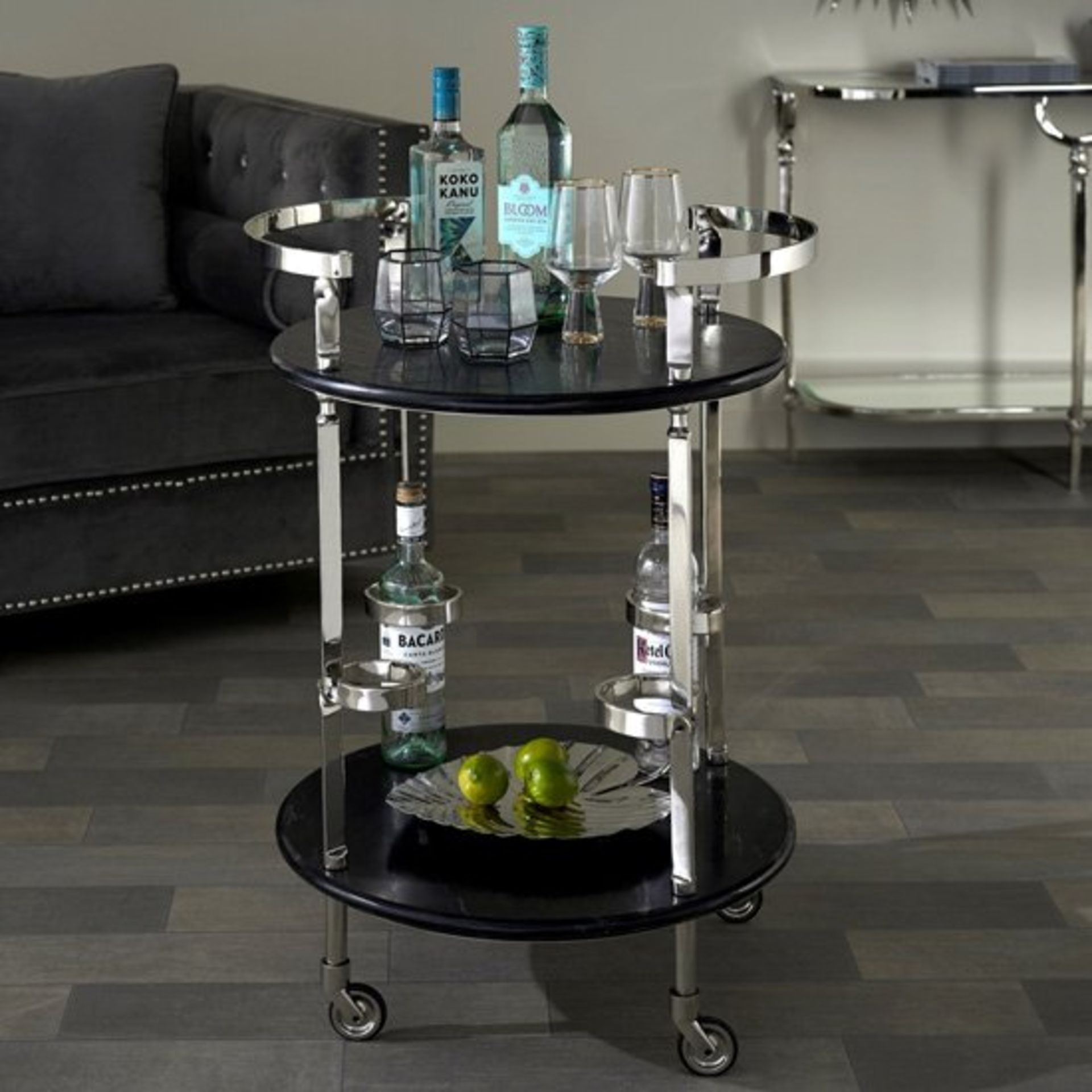 Timothy Oulton Deco Bar Cart Black Marble-Top And Nickel Bar Cart This Luxe, Marble-Topped Bar