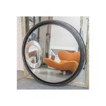 Sadie Circular Accent Mirror wood frame with nailhead detail 121.9 x 9.8 x 121.9 cm Create a