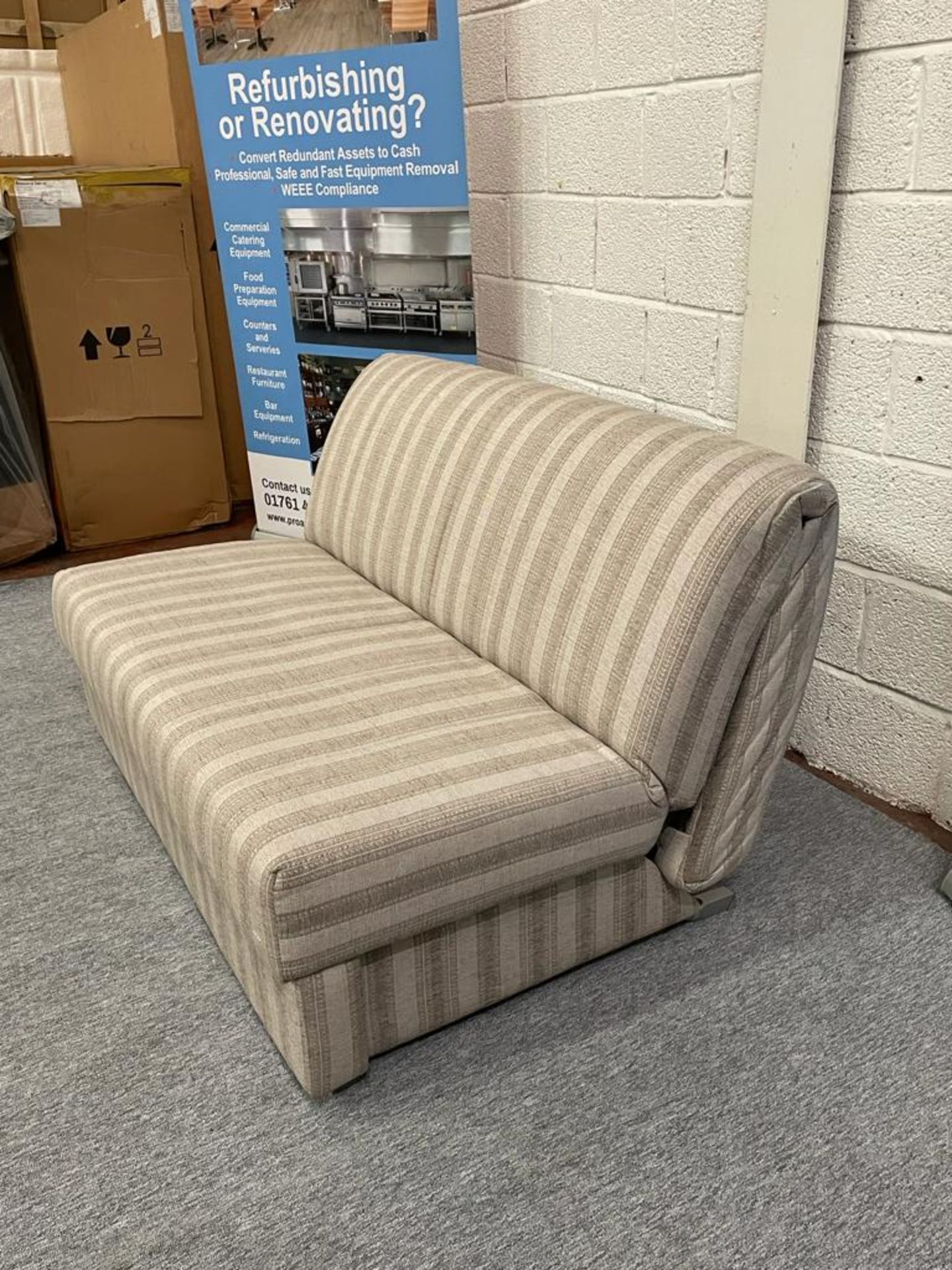 Dreamworks Metz 140cmCream Beige Stripe Upholstered Double Sofabed UK made part of the wonderfully - Image 3 of 4