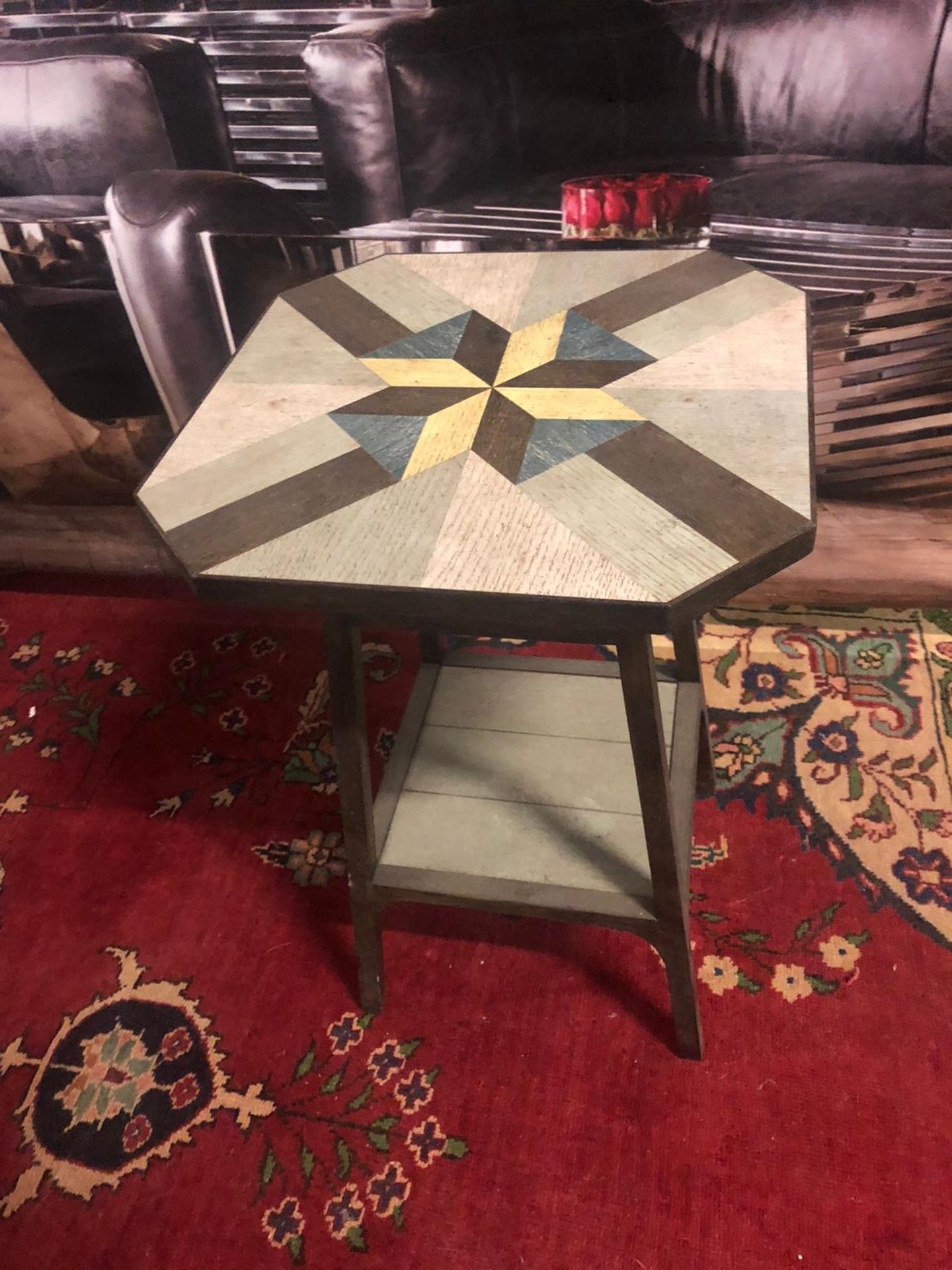 Geometric Top Side Table With Undershelf Works Great As A Lamp TableÂ  From Sideshow To Show- - Image 5 of 6