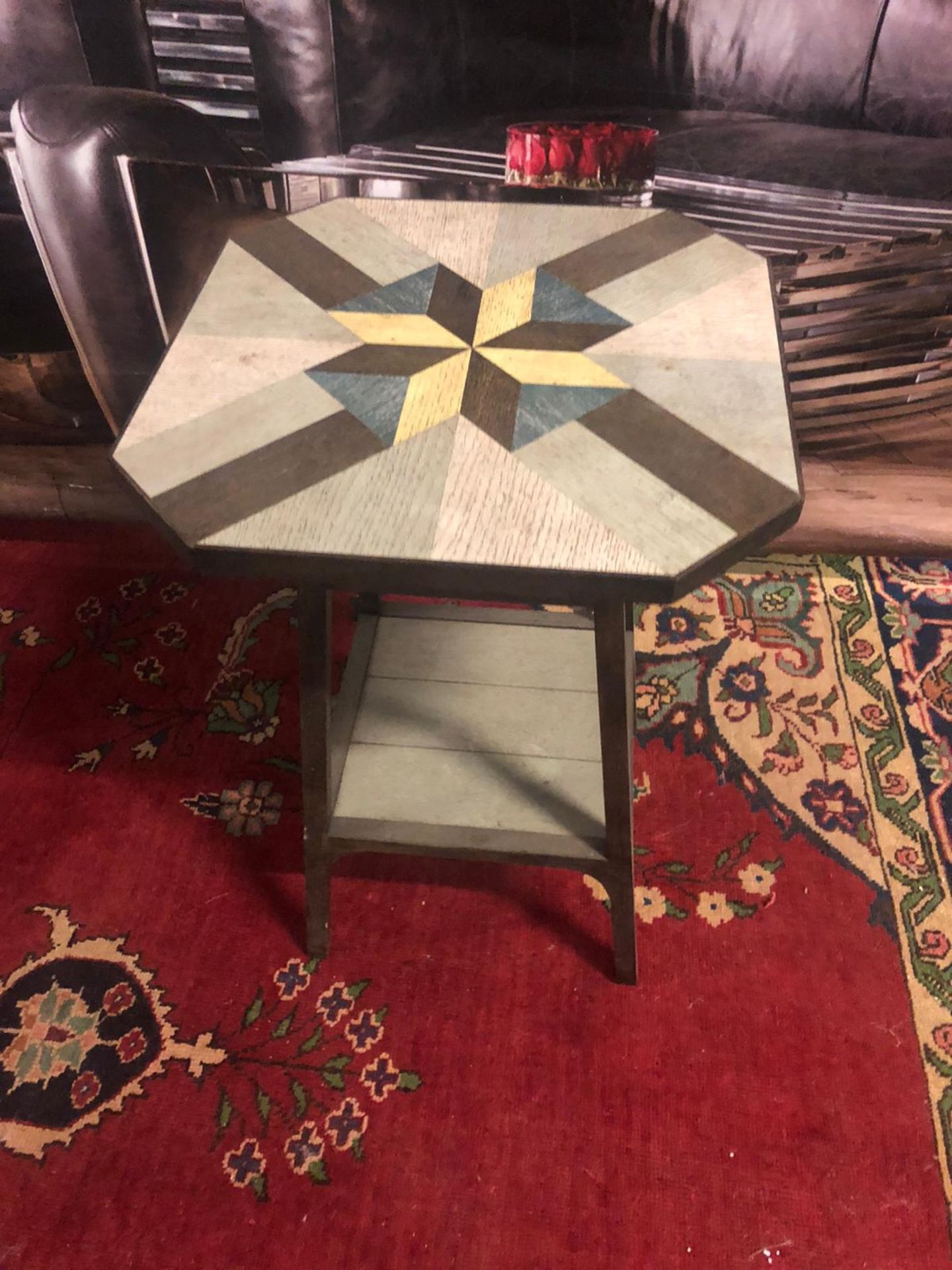 Geometric Top Side Table With Undershelf Works Great As A Lamp TableÂ  From Sideshow To Show- - Image 4 of 6