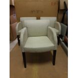 **Clearance ** 5 X Armchairs Upholstered In Tea Sage A Modern Design Square Form Armchair With Black
