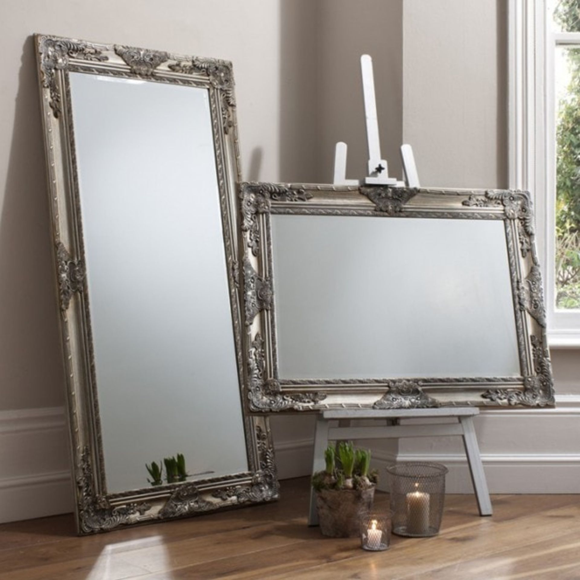 Hampshire Leaner Mirror Silver Beautifully Decorative Wood Framed Full Length Mirror In A Hand