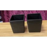 A pair of faux leather clad paper bins - Wooden structure and high quality PU leather surface