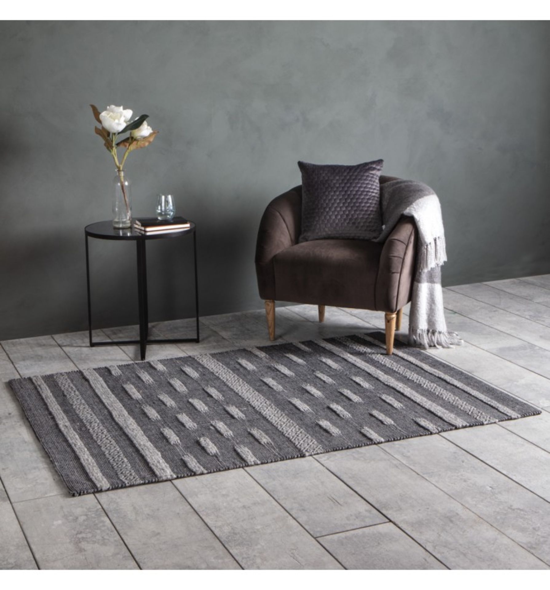 Alamo Rug Contemporary Textured Rug In A Stylish Two Tone Geometric Stripe Pattern, Handmade Using A