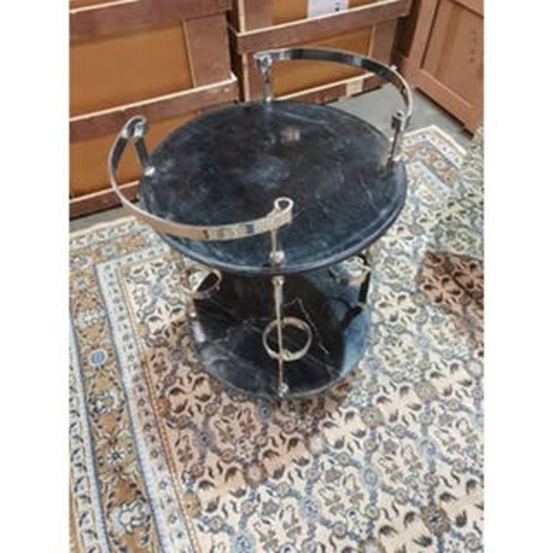 Timothy Oulton Deco Bar Cart Black Marble-Top And Nickel Bar Cart This Luxe, Marble-Topped Bar - Image 2 of 2