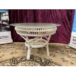 Matahari Table White with oversized 77cm Glass Frosted top 61 x 61 x 52cm